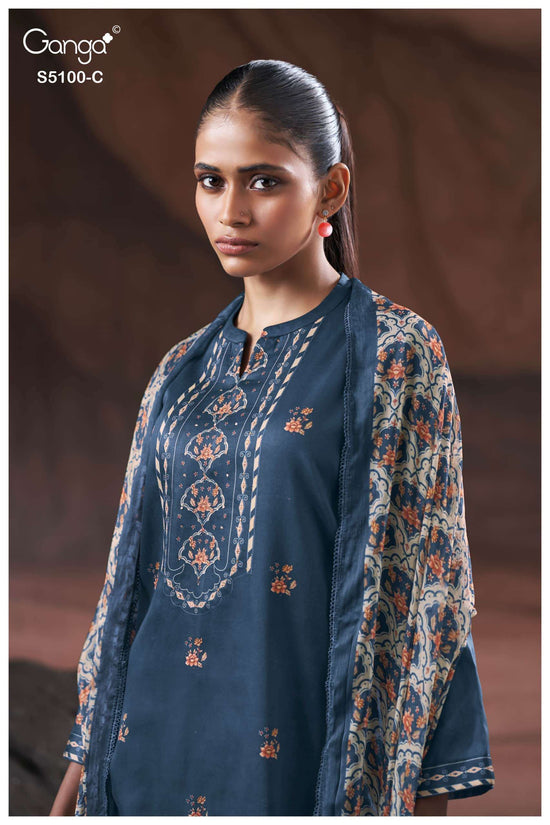 Ganga Fashion Sharvari 5100 Premium Cotton Satin Dress Material