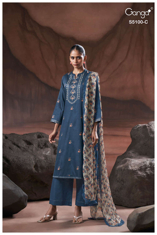 Ganga Fashion Sharvari 5100 Premium Cotton Satin Dress Material