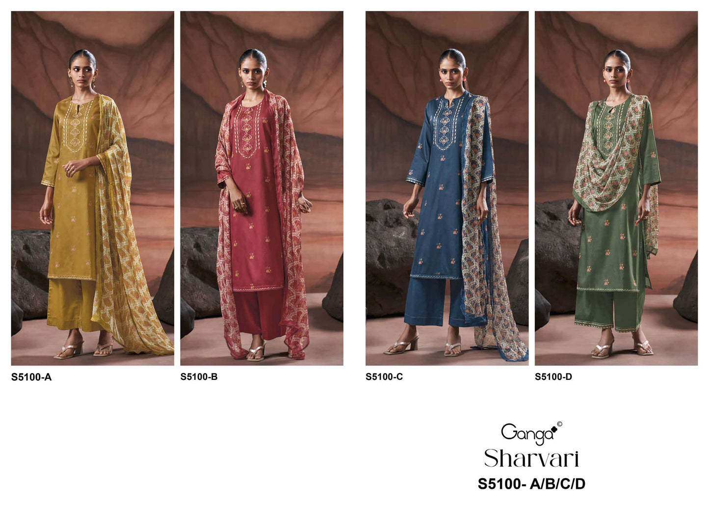 Ganga Fashion Sharvari 5100 Premium Cotton Satin Dress Material