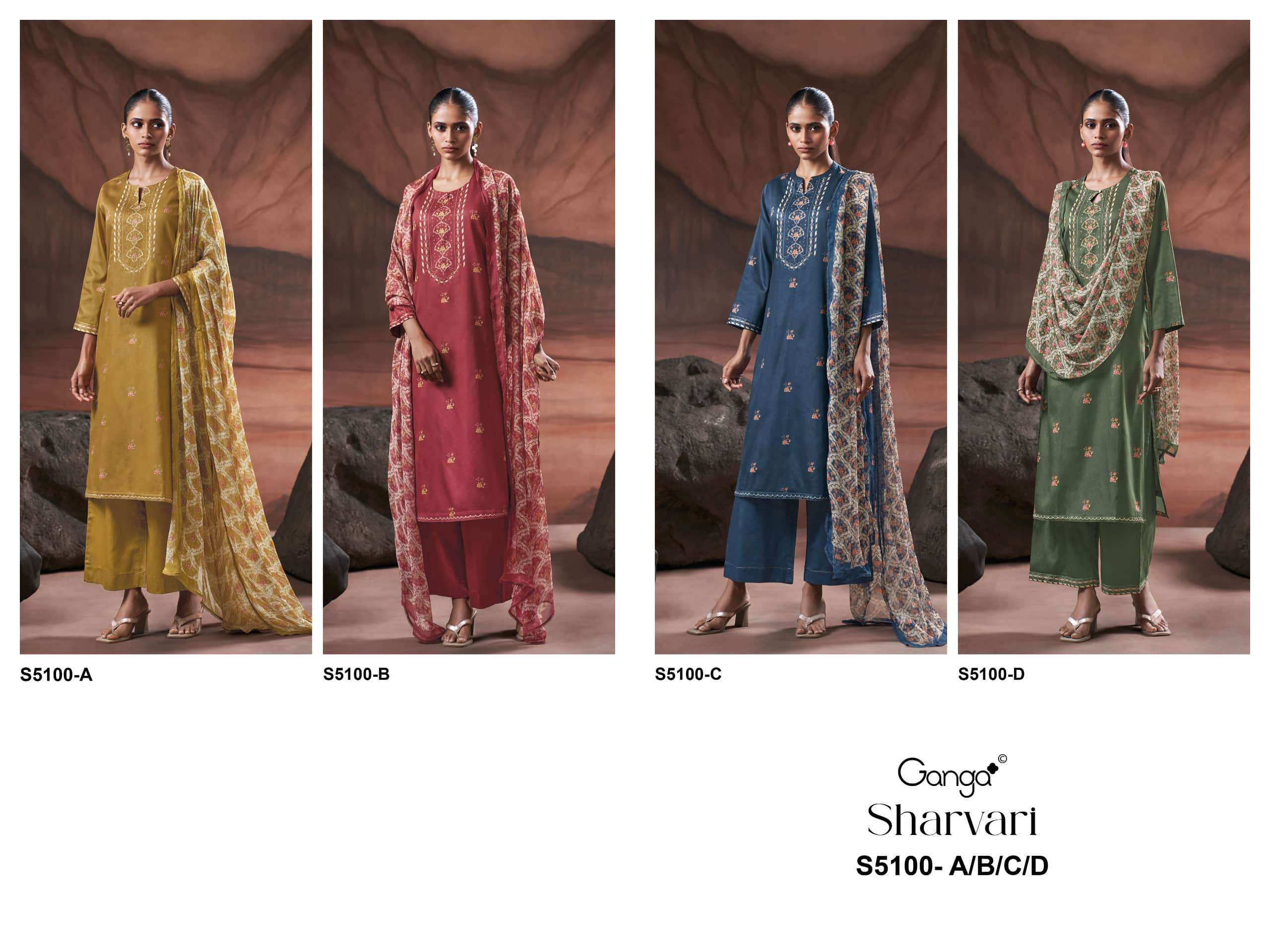 Ganga Fashion Sharvari 5100 Premium Cotton Satin Dress Material