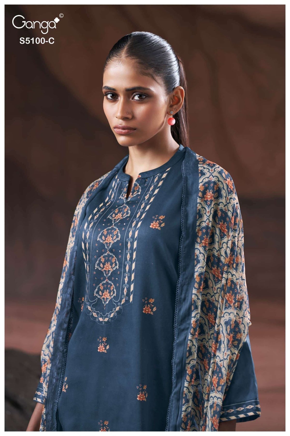 Ganga Fashion Sharvari 5100 Premium Cotton Satin Dress Material - Amrah Wholesale