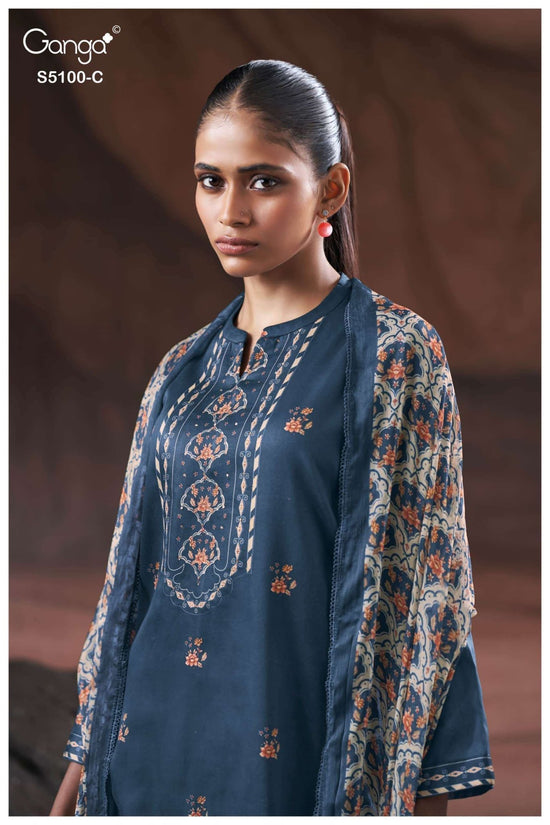 Ganga Fashion Sharvari 5100 Premium Cotton Satin Dress Material - Amrah Wholesale