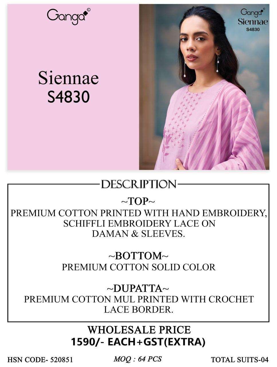 Ganga Fashion Siennae 4830 Premium Cotton Dress Material - Amrah Wholesale