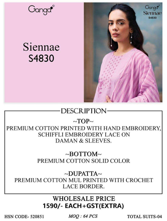Ganga Fashion Siennae 4830 Premium Cotton Dress Material - Amrah Wholesale