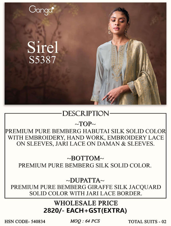 Ganga Fashion Sirel 5387 Pure Bemberg Silk Dress Material