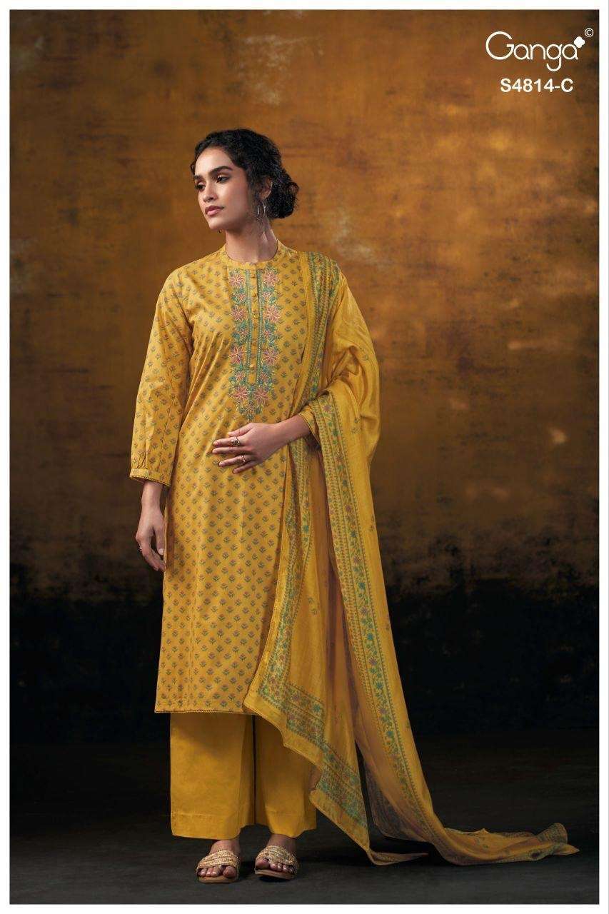 Ganga Fashion Sravanthi 4814 Premium Cotton Dress Material - Amrah Wholesale
