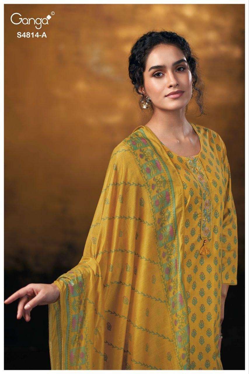 Ganga Fashion Sravanthi 4814 Premium Cotton Dress Material - Amrah Wholesale