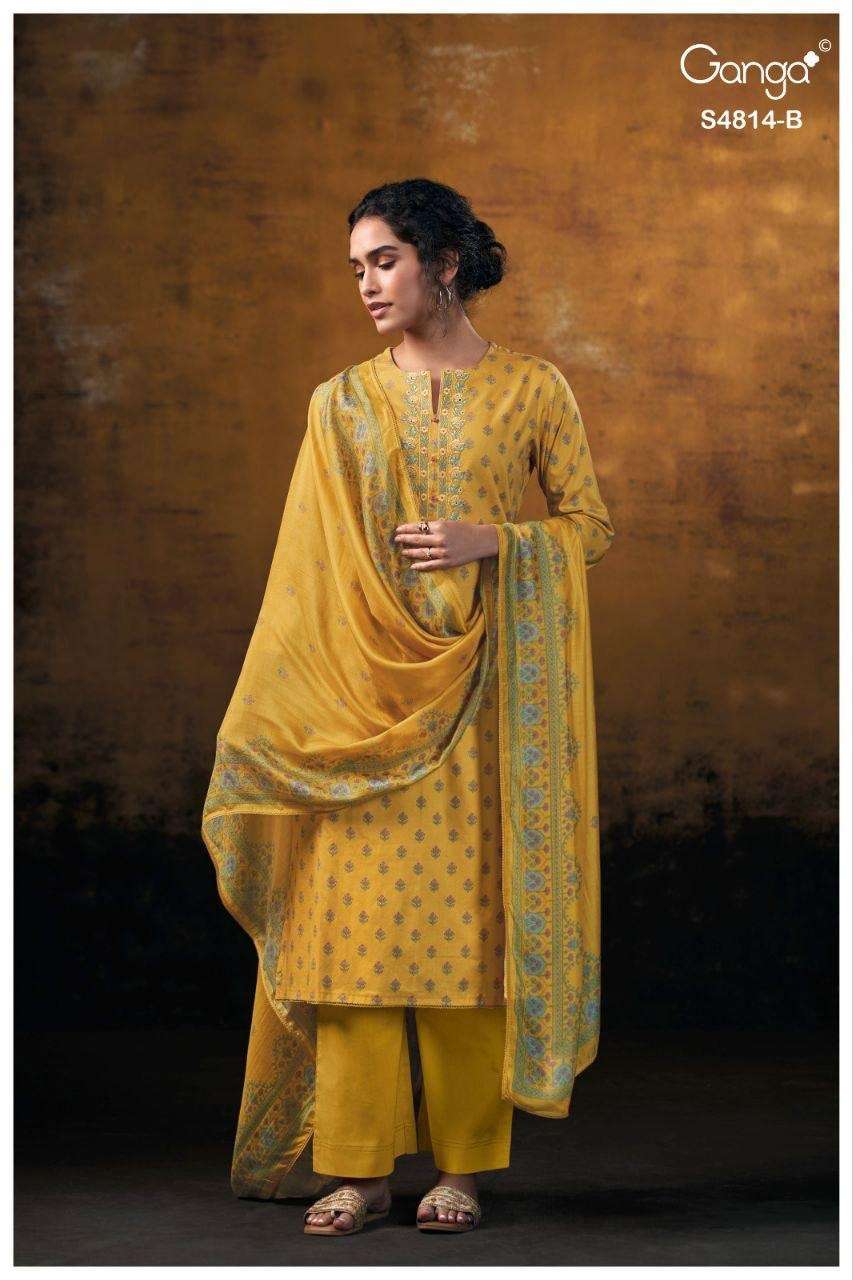 Ganga Fashion Sravanthi 4814 Premium Cotton Dress Material - Amrah Wholesale