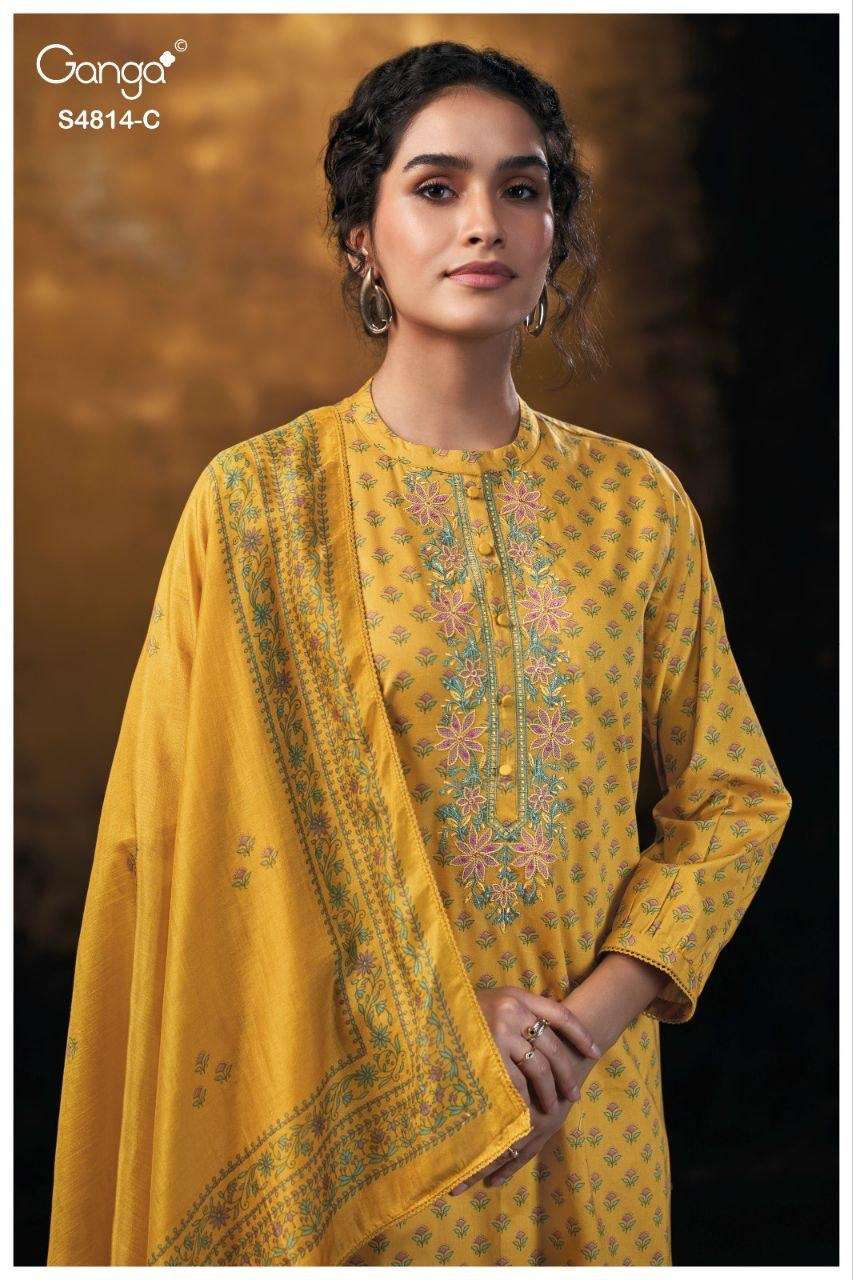 Ganga Fashion Sravanthi 4814 Premium Cotton Dress Material - Amrah Wholesale