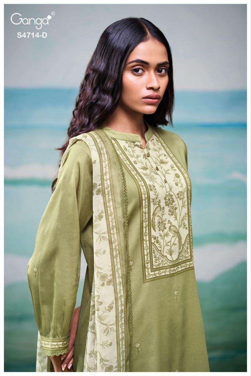 Ganga Fashion Sreelika 4714 Dress Material Wholesale Catalogue - Amrah Wholesale