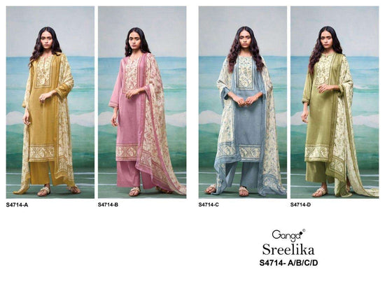 Ganga Fashion Sreelika 4714 Dress Material Wholesale Catalogue - Amrah Wholesale