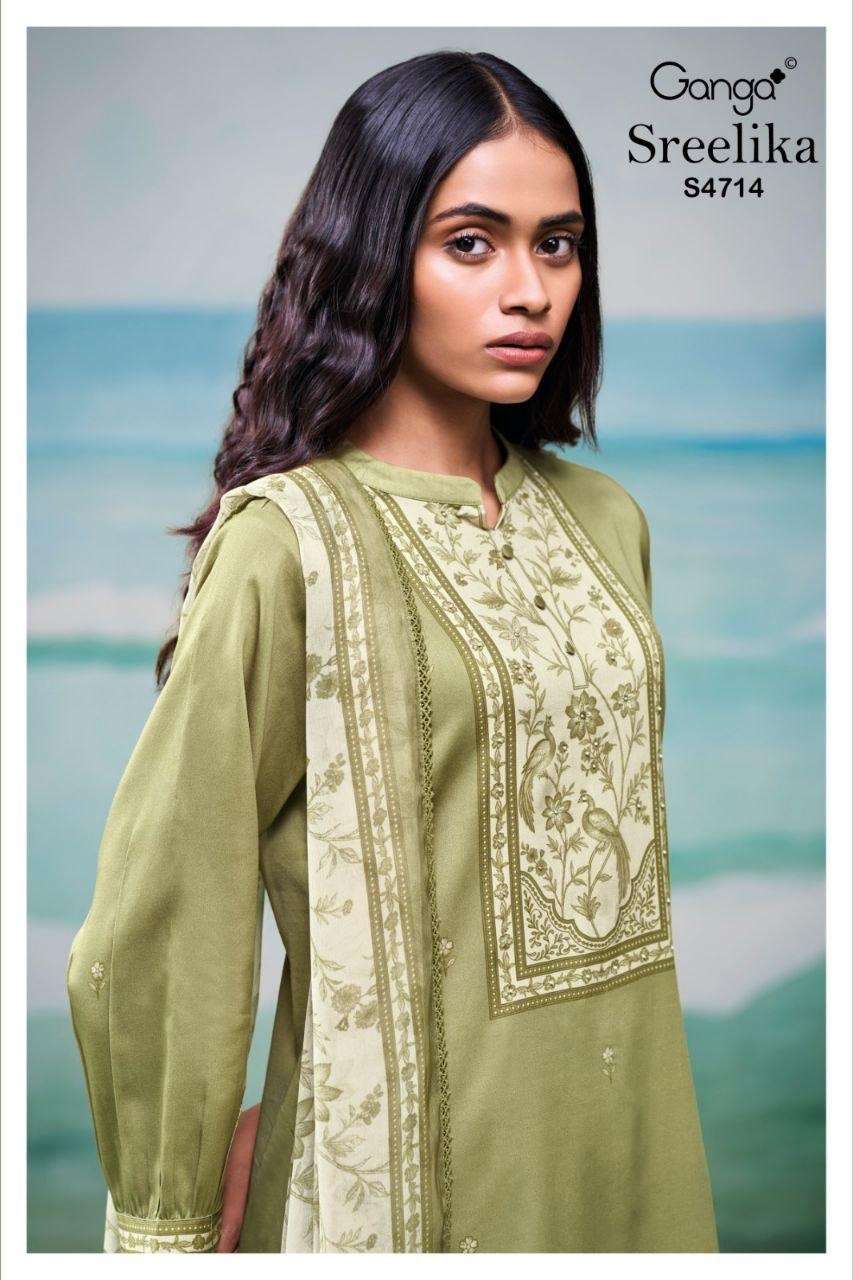 Ganga Fashion Sreelika 4714 Dress Material Wholesale Catalogue - Amrah Wholesale