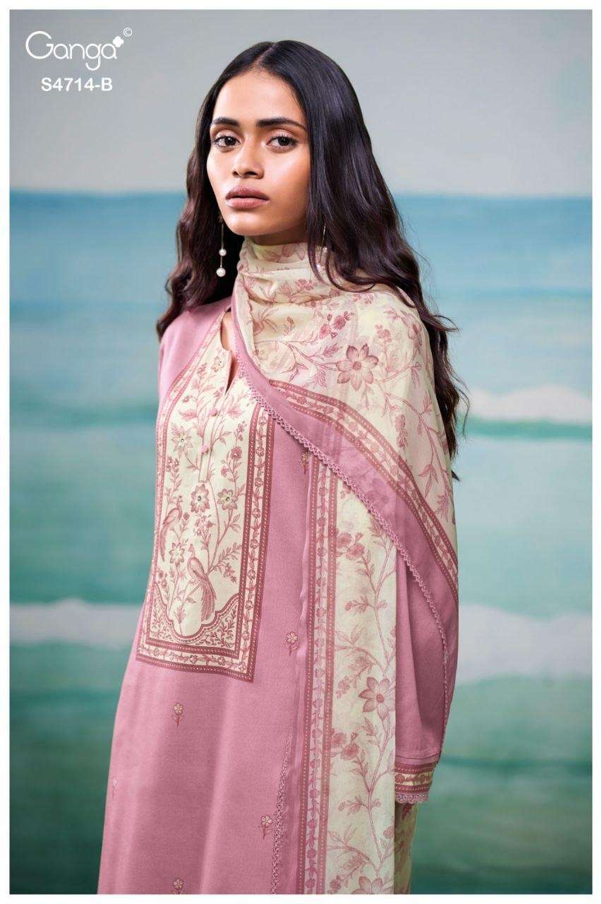 Ganga Fashion Sreelika 4714 Dress Material Wholesale Catalogue - Amrah Wholesale