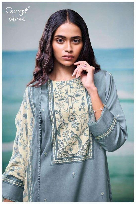 Ganga Fashion Sreelika 4714 Dress Material Wholesale Catalogue - Amrah Wholesale