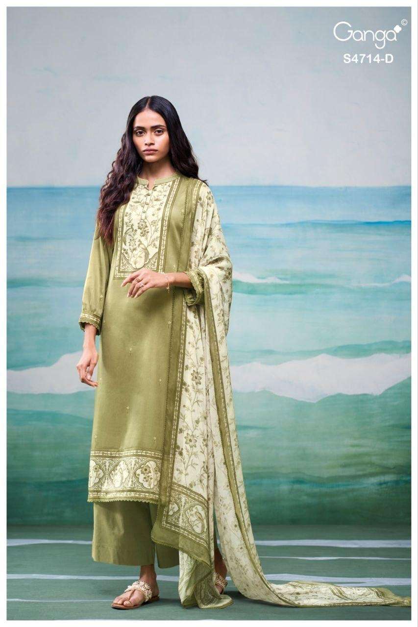 Ganga Fashion Sreelika 4714 Dress Material Wholesale Catalogue - Amrah Wholesale