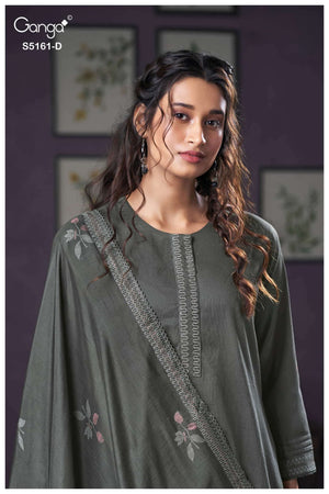 Ganga Fashion Sulagna 5161 Corduroy Embroidered Fancy Dress Material - Amrah Wholesale