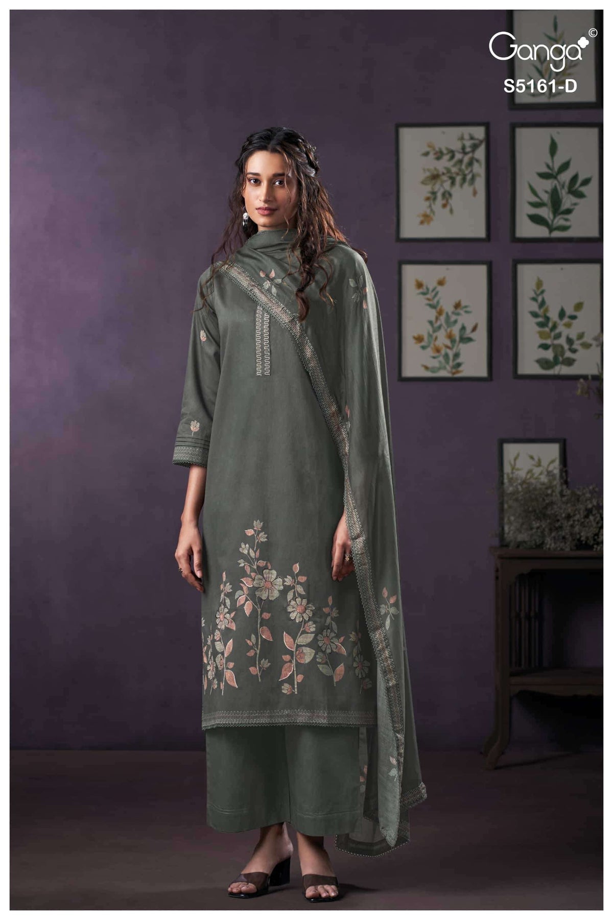 Ganga Fashion Sulagna 5161 Corduroy Embroidered Fancy Dress Material