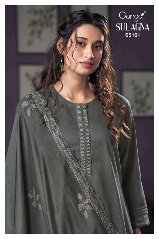 Ganga Fashion Sulagna 5161 Corduroy Embroidered Fancy Dress Material