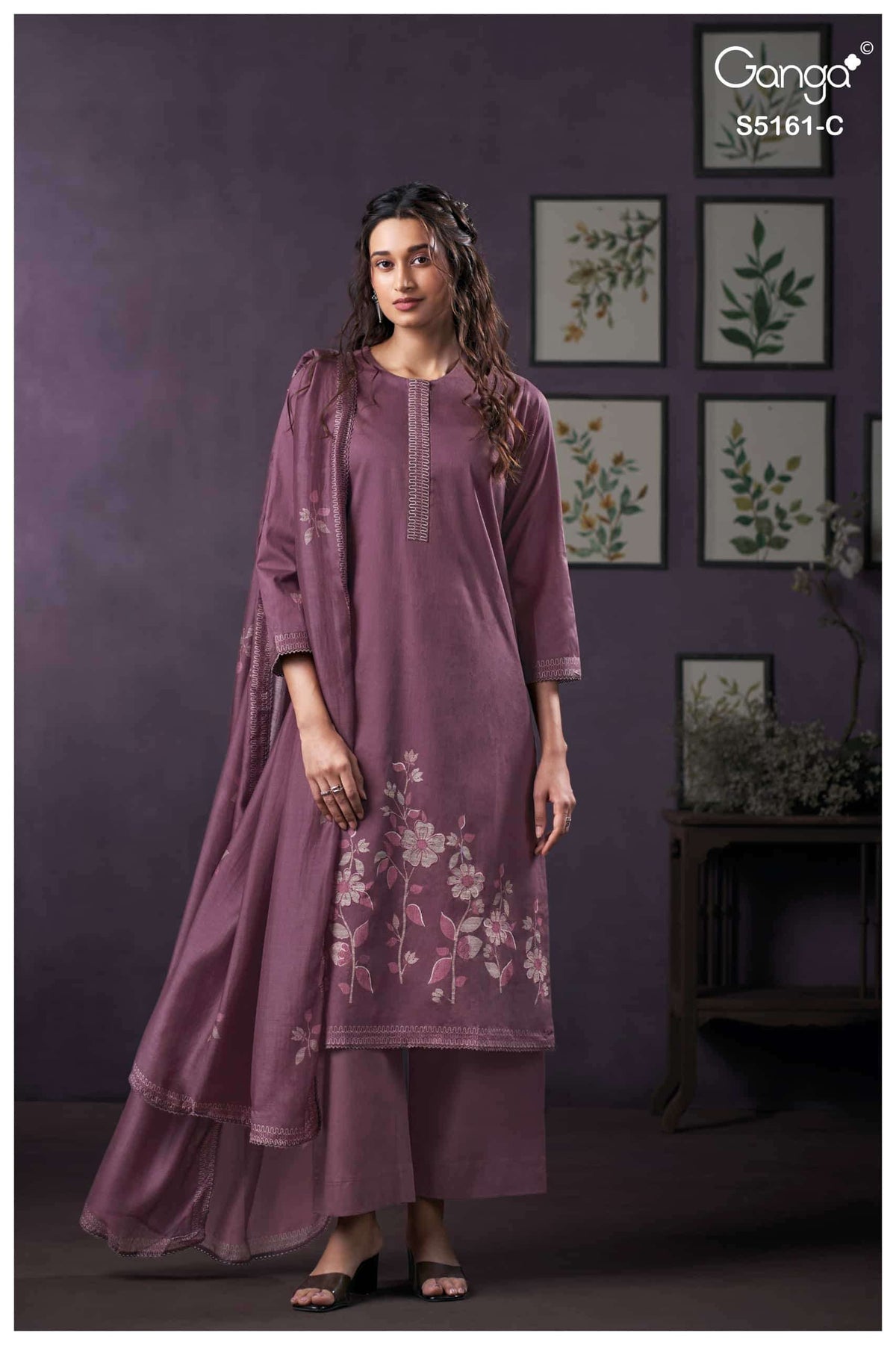 Ganga Fashion Sulagna 5161 Corduroy Embroidered Fancy Dress Material