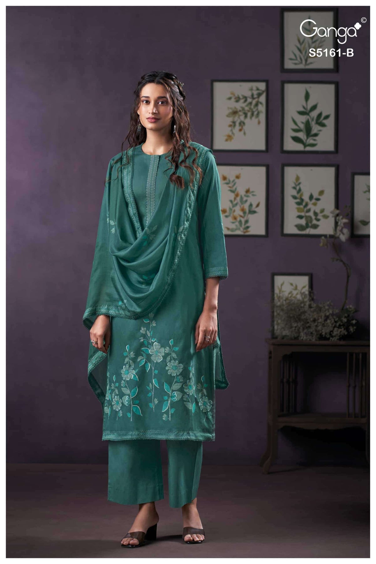 Ganga Fashion Sulagna 5161 Corduroy Embroidered Fancy Dress Material