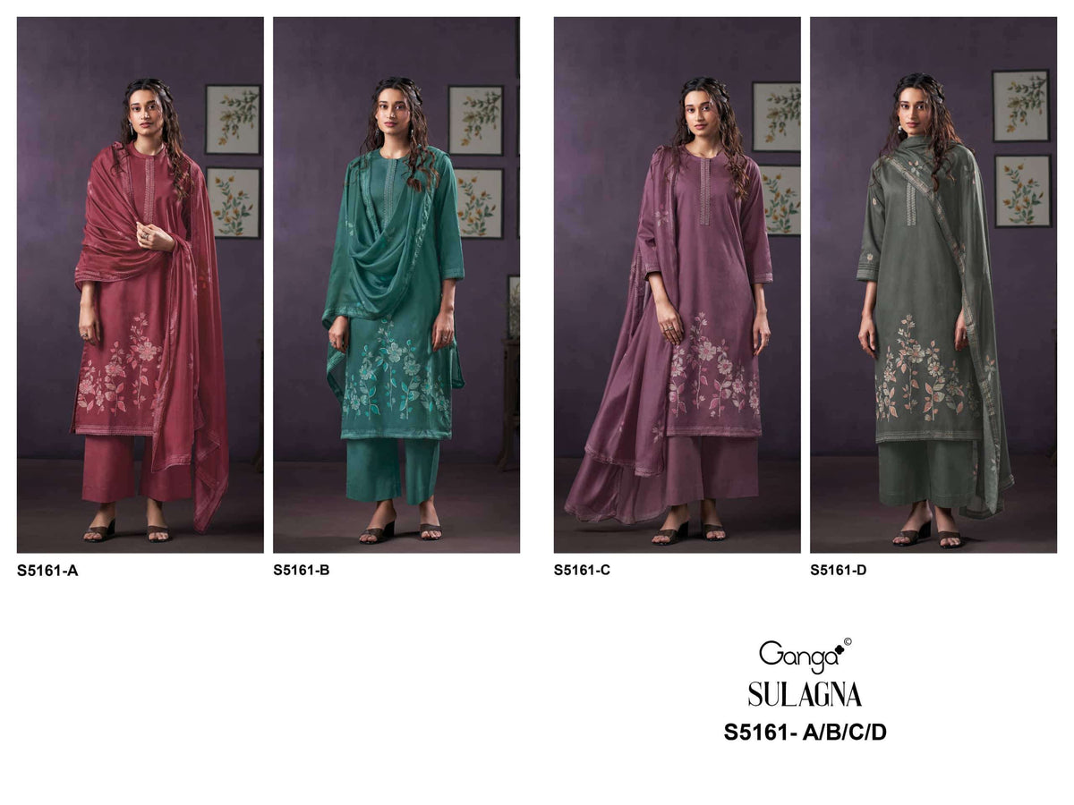 Ganga Fashion Sulagna 5161 Corduroy Embroidered Fancy Dress Material