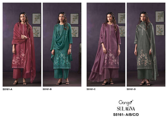 Ganga Fashion Sulagna 5161 Corduroy Embroidered Fancy Dress Material