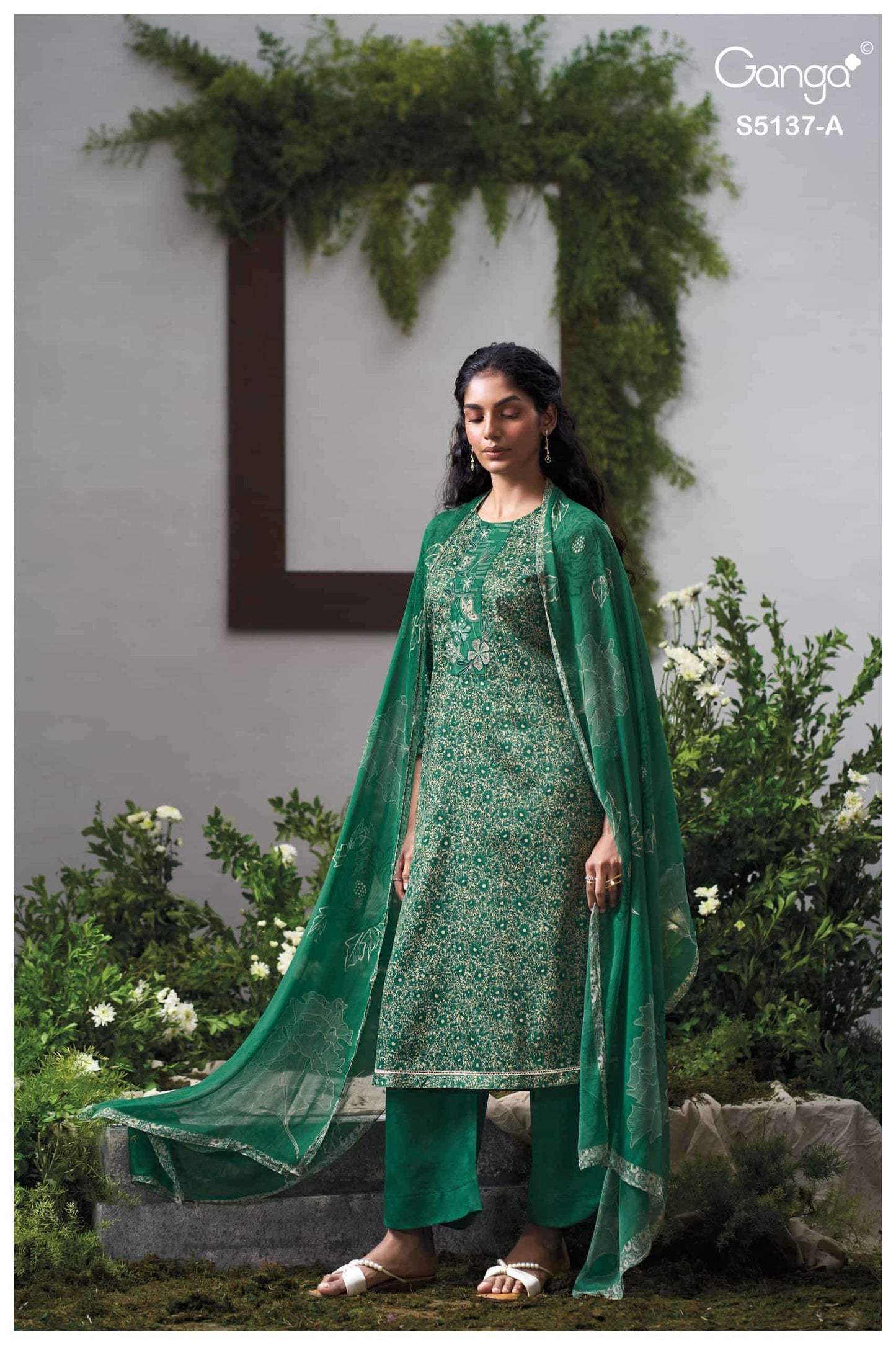Ganga Fashion Surveen 5137 Premium Cotton Satin Dress Material