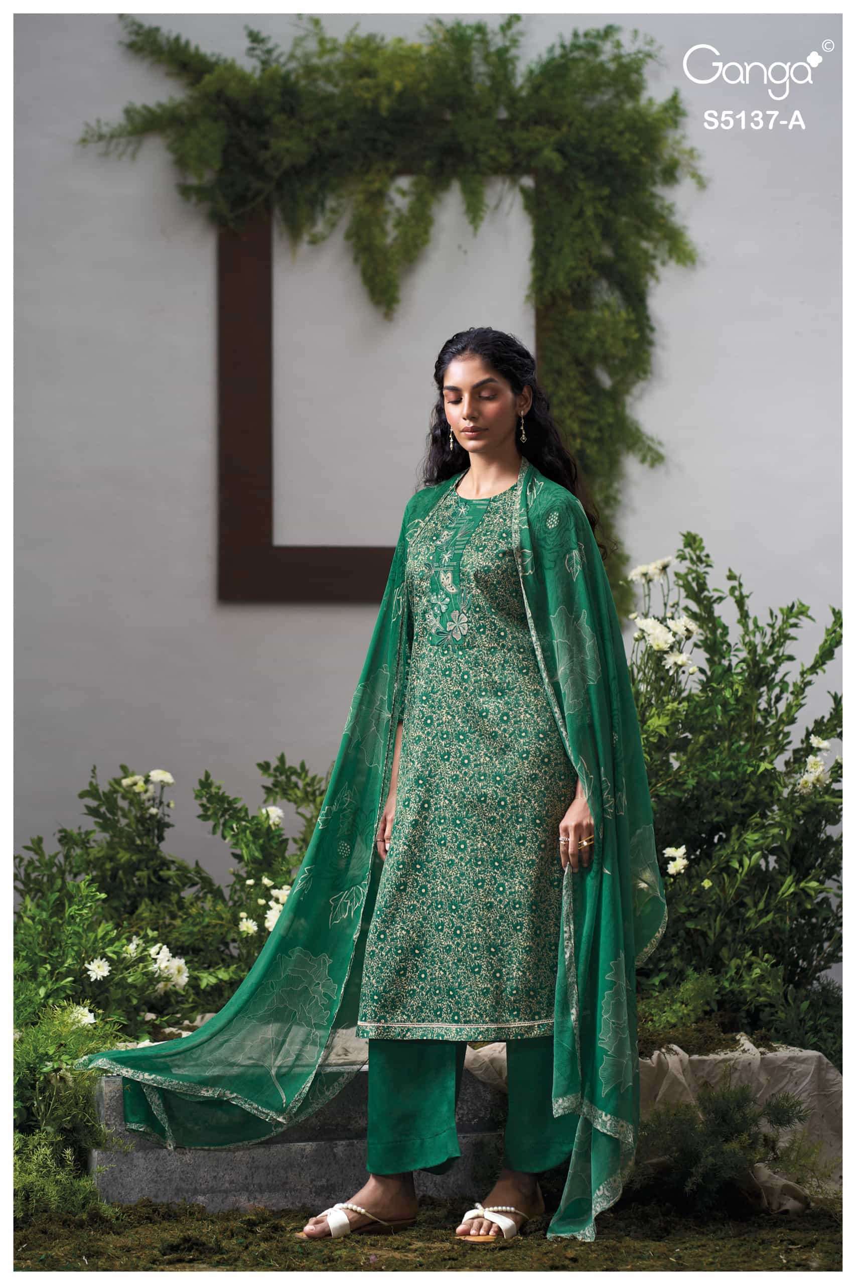 Ganga Fashion Surveen 5137 Premium Cotton Satin Dress Material