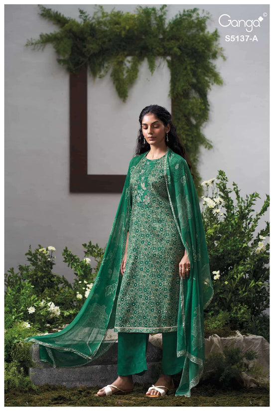 Ganga Fashion Surveen 5137 Premium Cotton Satin Dress Material