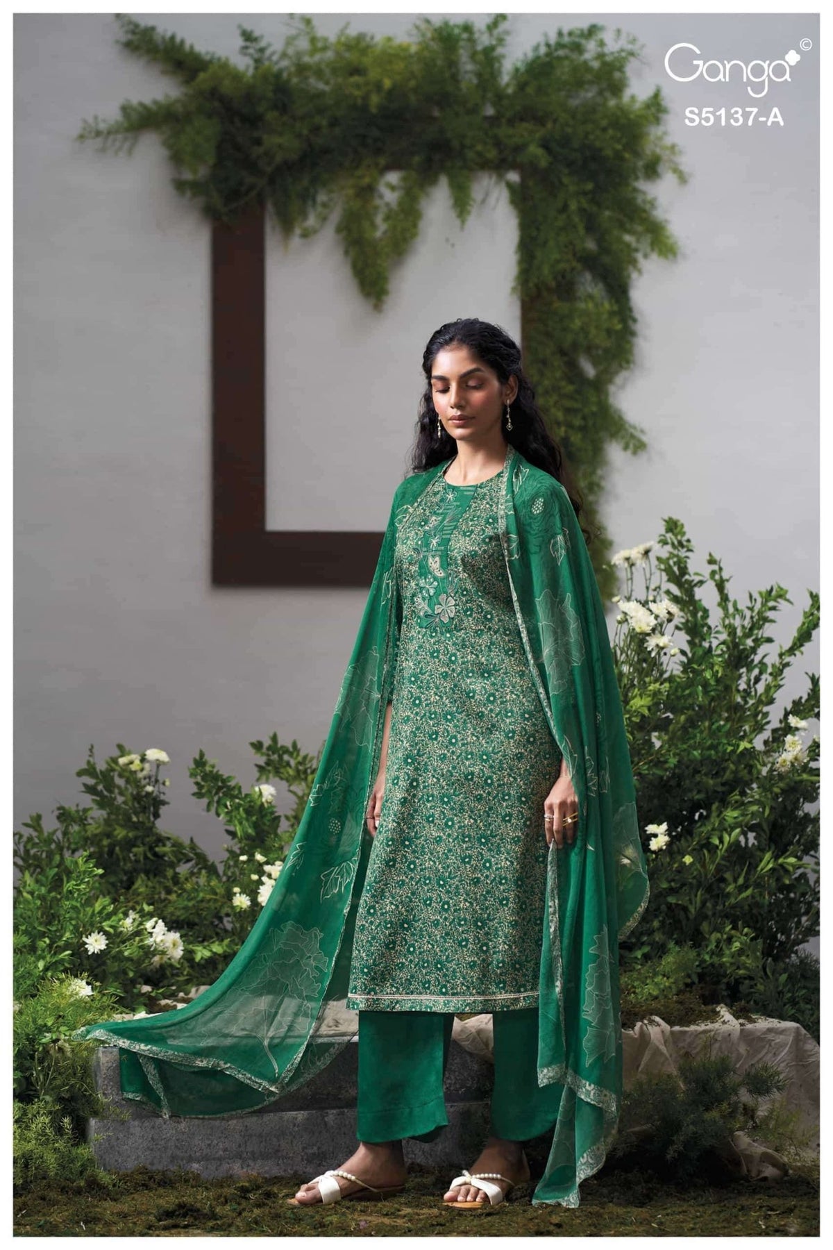 Ganga Fashion Surveen 5137 Premium Cotton Satin Dress Material - Amrah Wholesale