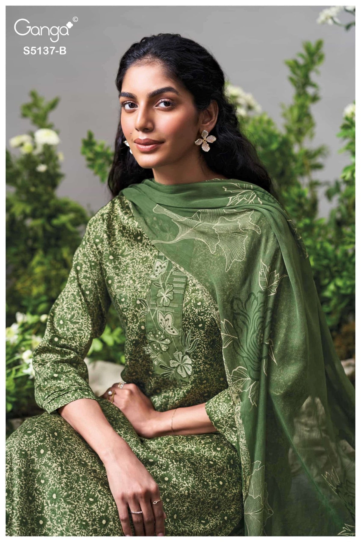 Ganga Fashion Surveen 5137 Premium Cotton Satin Dress Material - Amrah Wholesale
