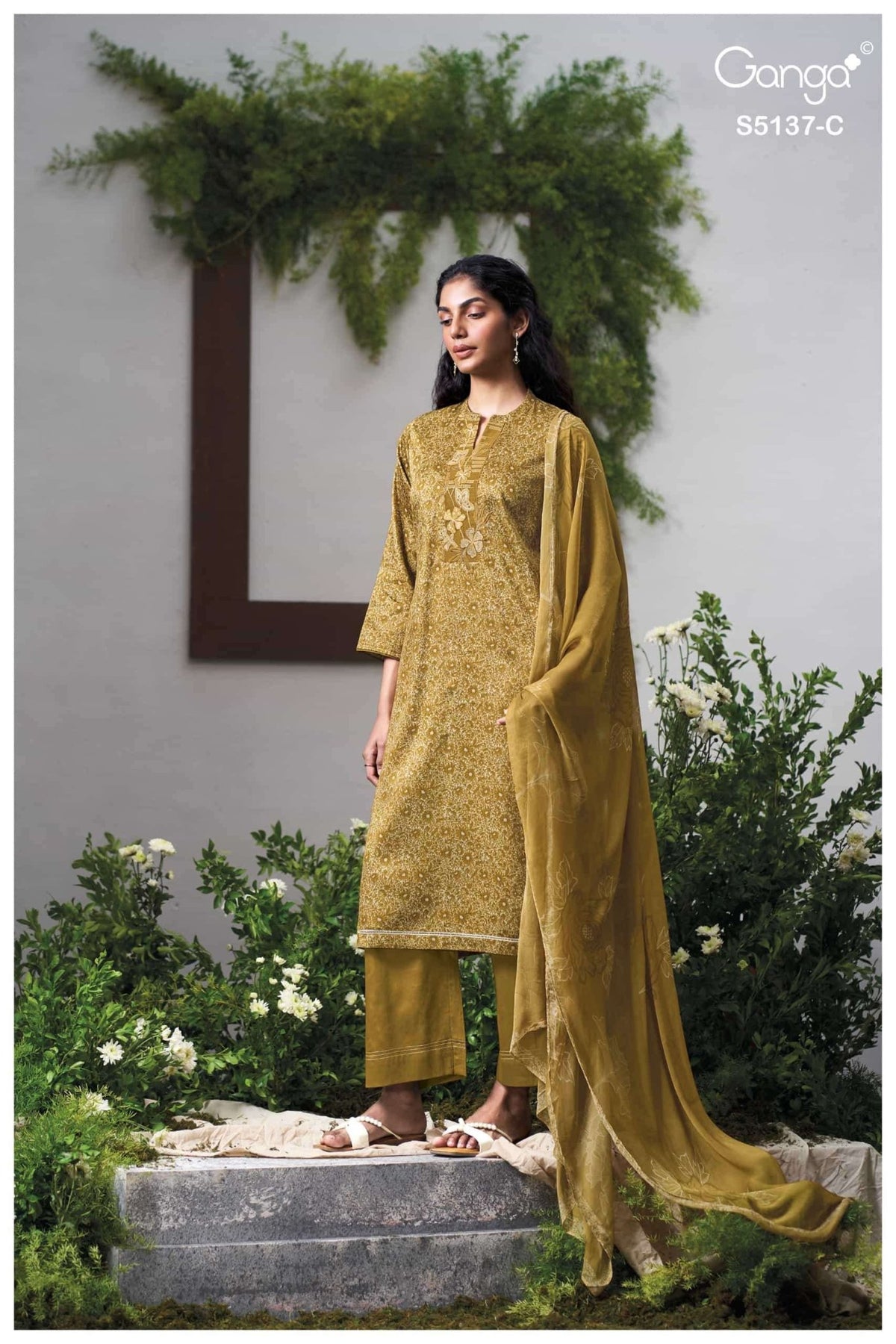 Ganga Fashion Surveen 5137 Premium Cotton Satin Dress Material - Amrah Wholesale