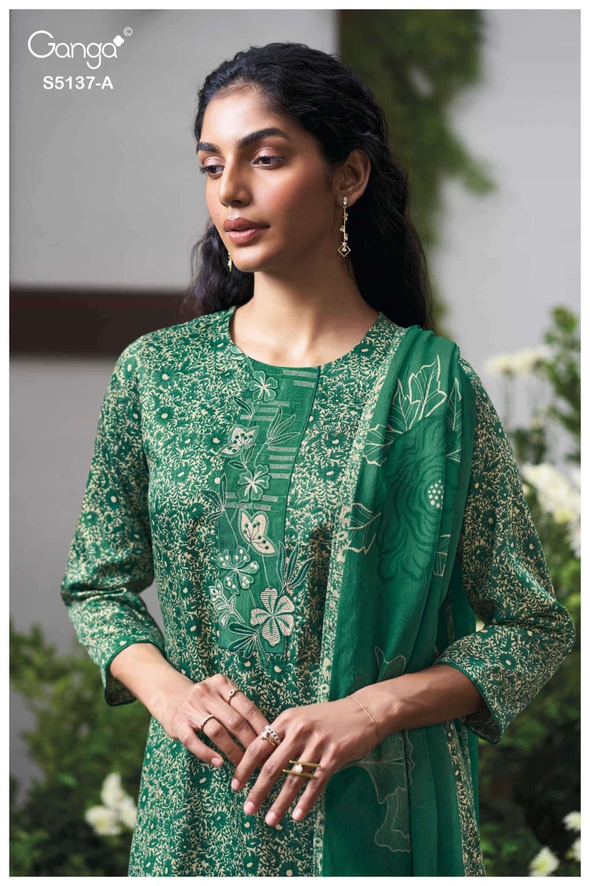 Ganga Fashion Surveen 5137 Premium Cotton Satin Dress Material - Amrah Wholesale