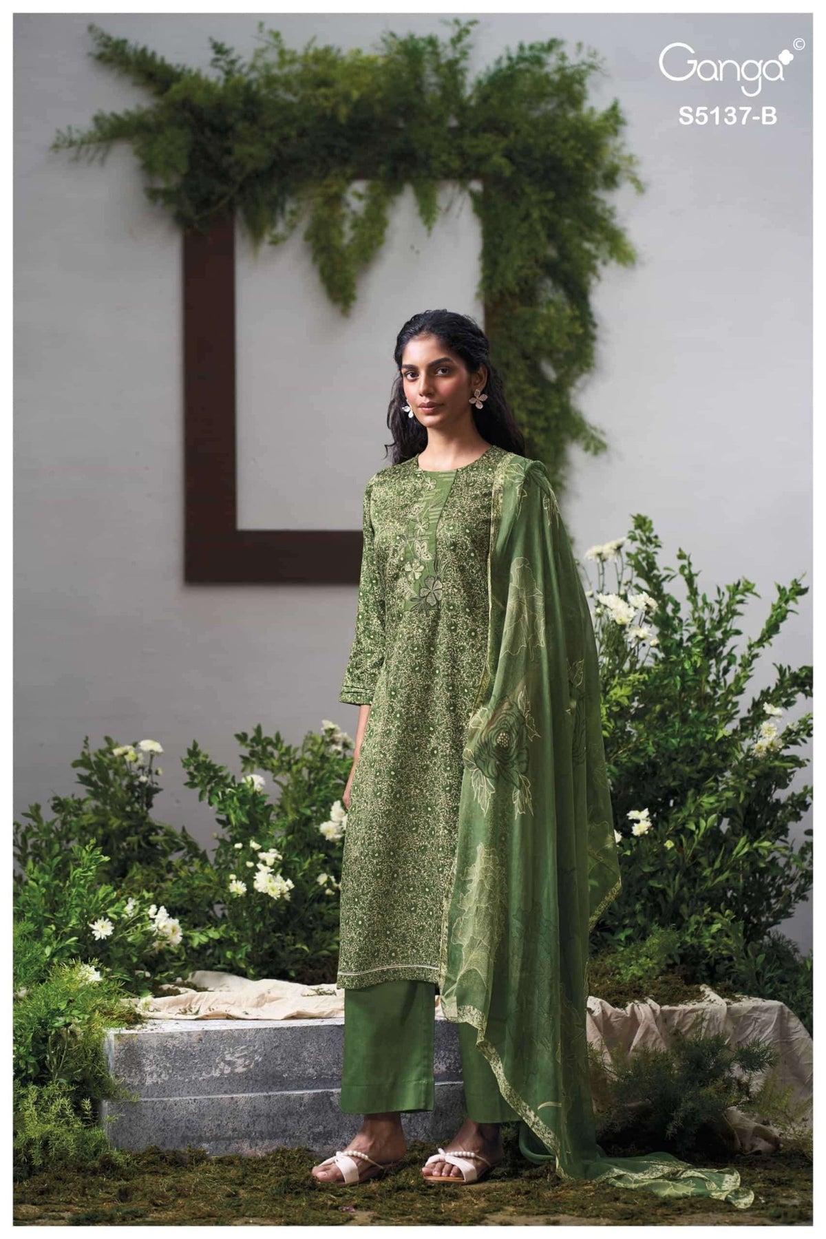 Ganga Fashion Surveen 5137 Premium Cotton Satin Dress Material - Amrah Wholesale