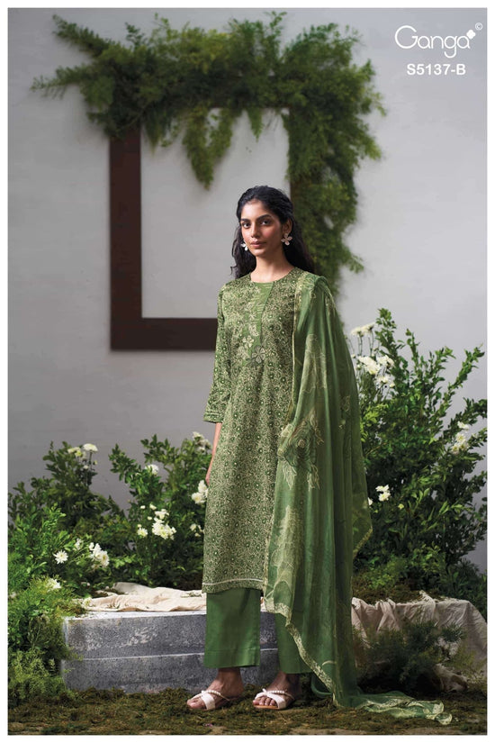 Ganga Fashion Surveen 5137 Premium Cotton Satin Dress Material - Amrah Wholesale