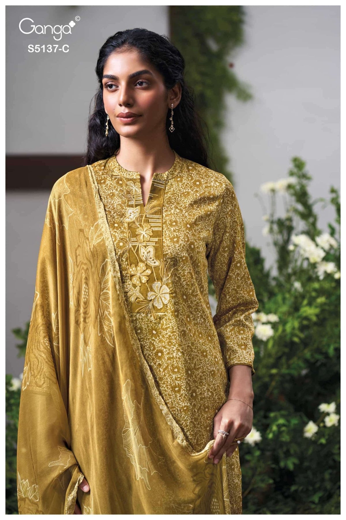 Ganga Fashion Surveen 5137 Premium Cotton Satin Dress Material - Amrah Wholesale