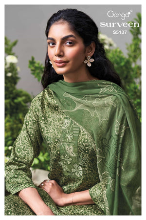 Ganga Fashion Surveen 5137 Premium Cotton Satin Dress Material - Amrah Wholesale