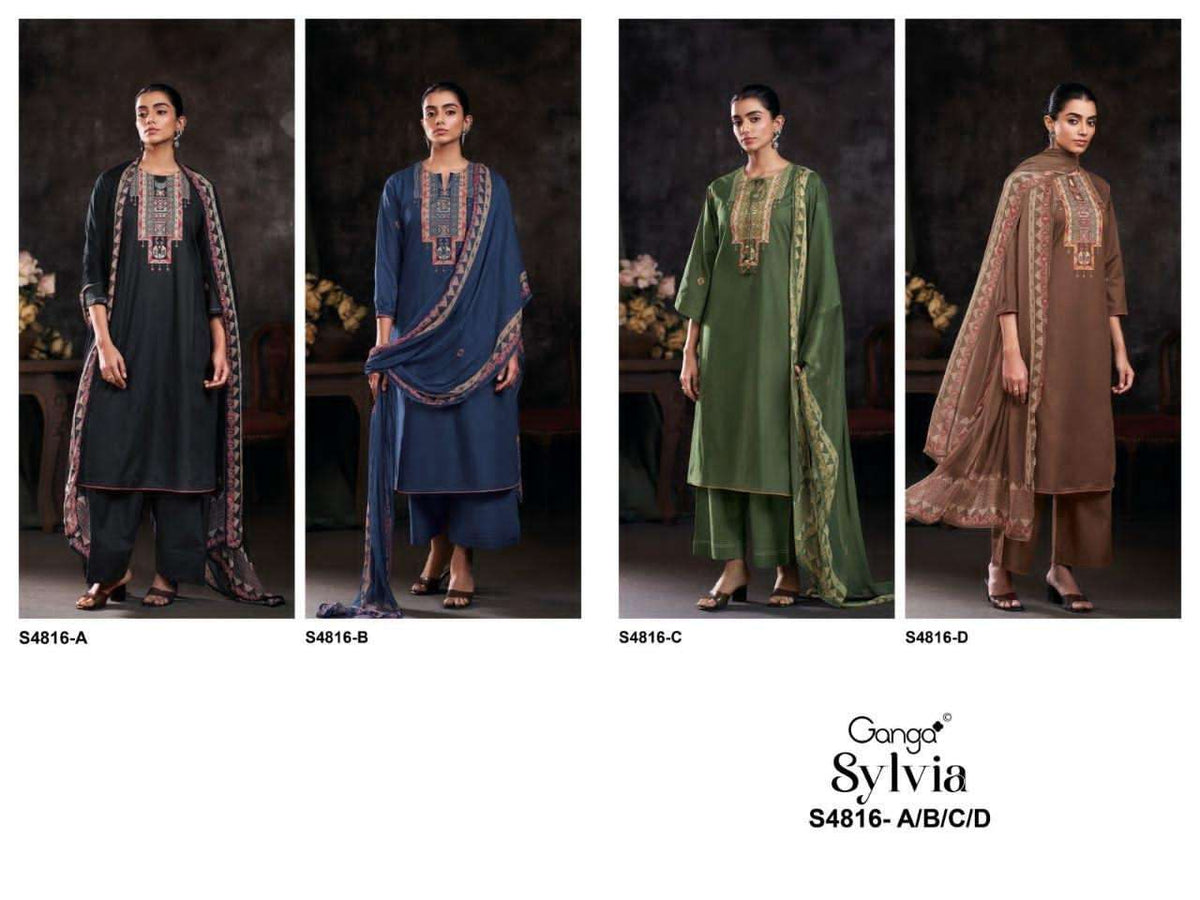 Ganga Fashion Sylvia 4816 Premium Cotton Dress Material - Amrah Wholesale