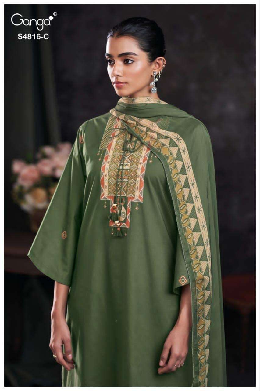 Ganga Fashion Sylvia 4816 Premium Cotton Dress Material - Amrah Wholesale