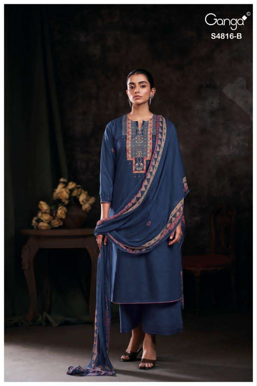 Ganga Fashion Sylvia 4816 Premium Cotton Dress Material - Amrah Wholesale