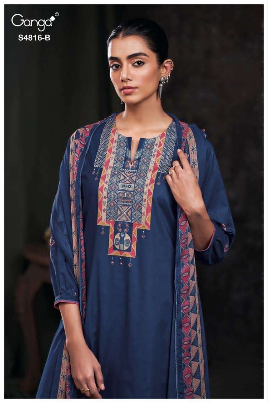 Ganga Fashion Sylvia 4816 Premium Cotton Dress Material - Amrah Wholesale