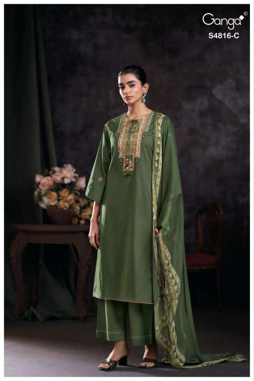 Ganga Fashion Sylvia 4816 Premium Cotton Dress Material - Amrah Wholesale