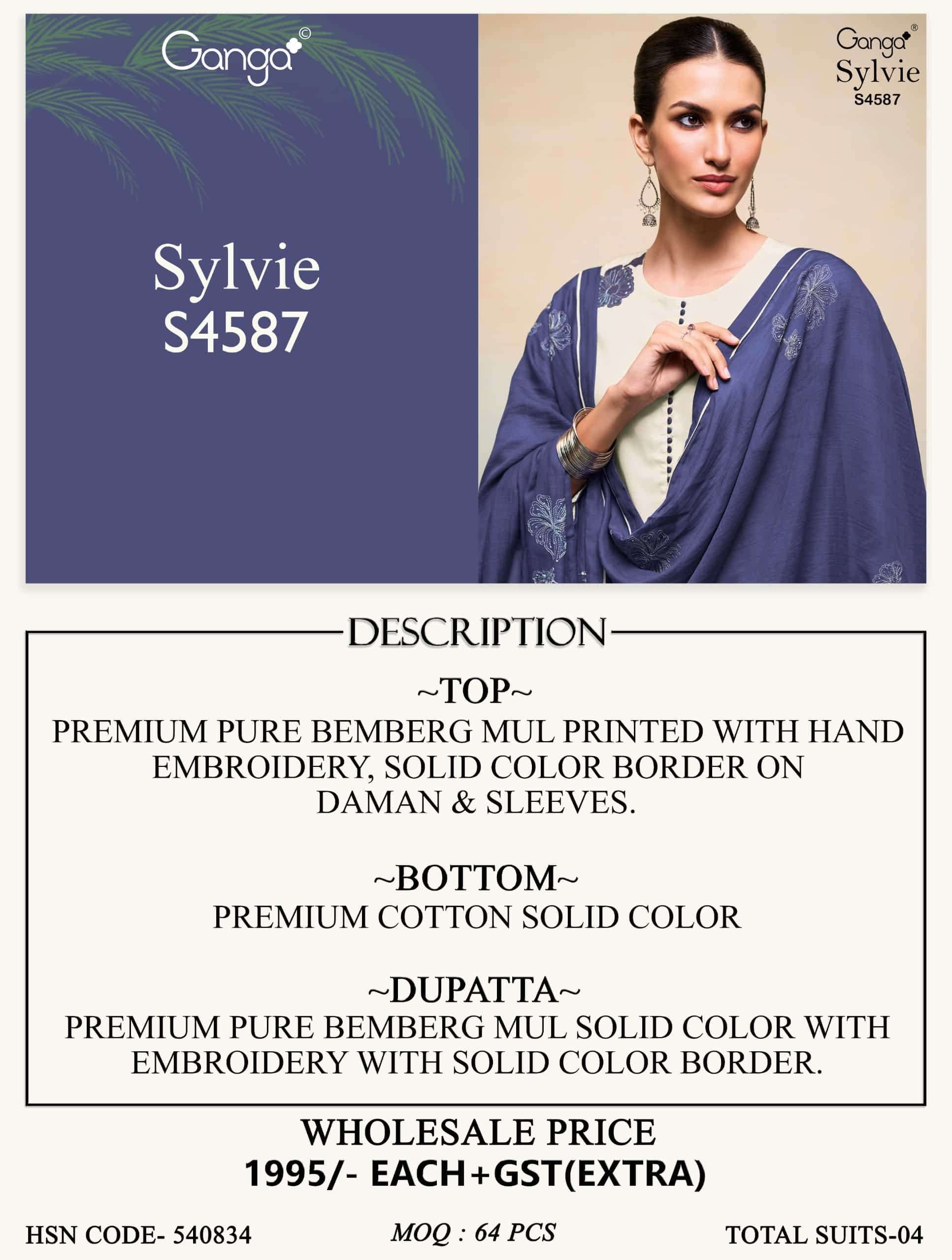 Ganga Fashion Sylvie 4587 Bemberg Dress Material - Amrah Wholesale