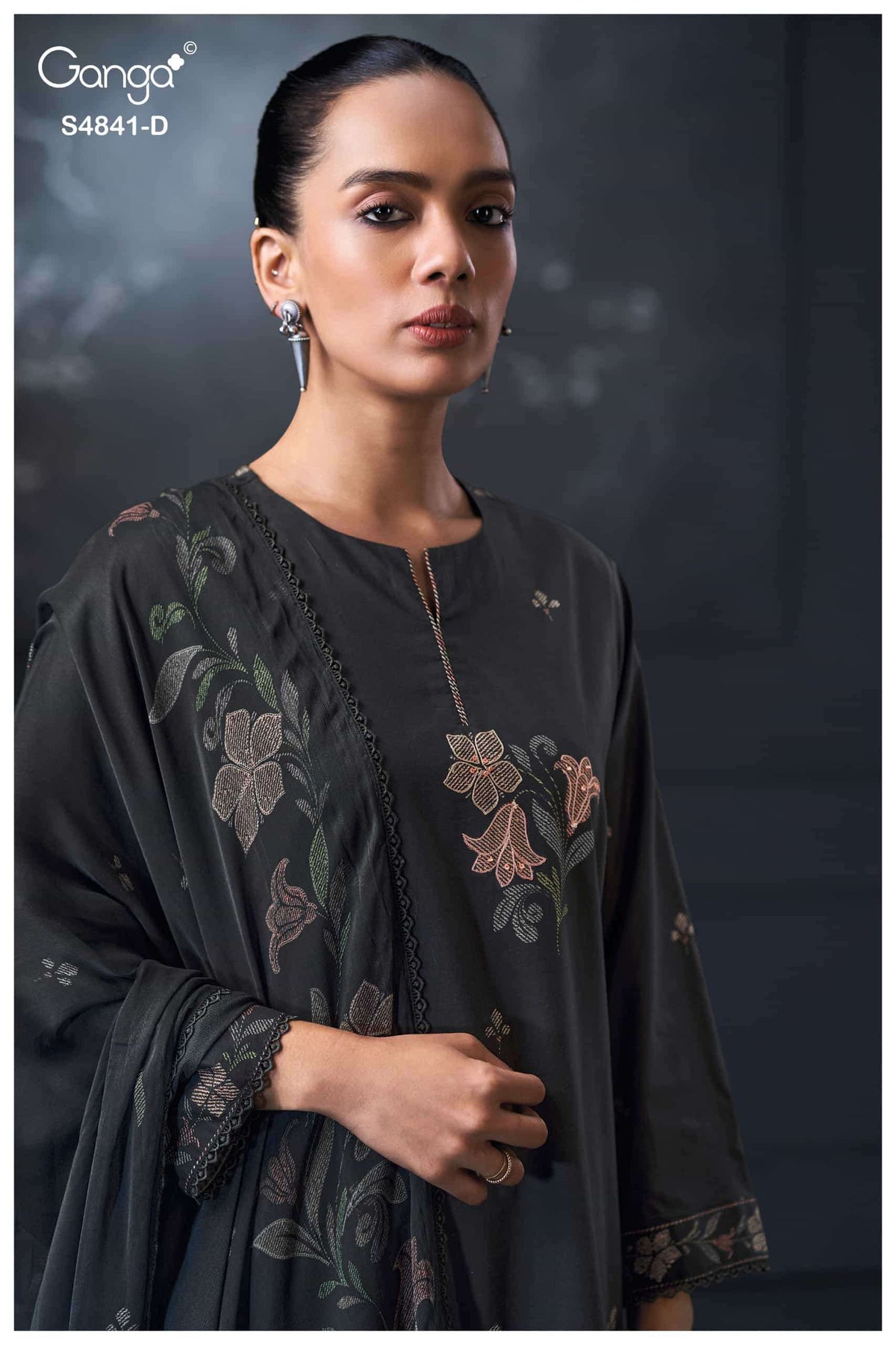Ganga Fashion Taniri 4841 Premium Cotton Hand Embroidered Dress Material