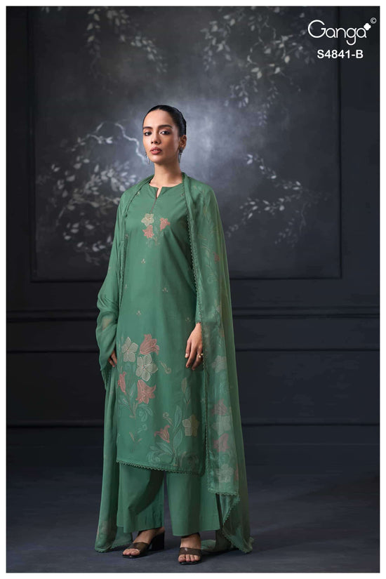 Ganga Fashion Taniri 4841 Premium Cotton Hand Embroidered Dress Material