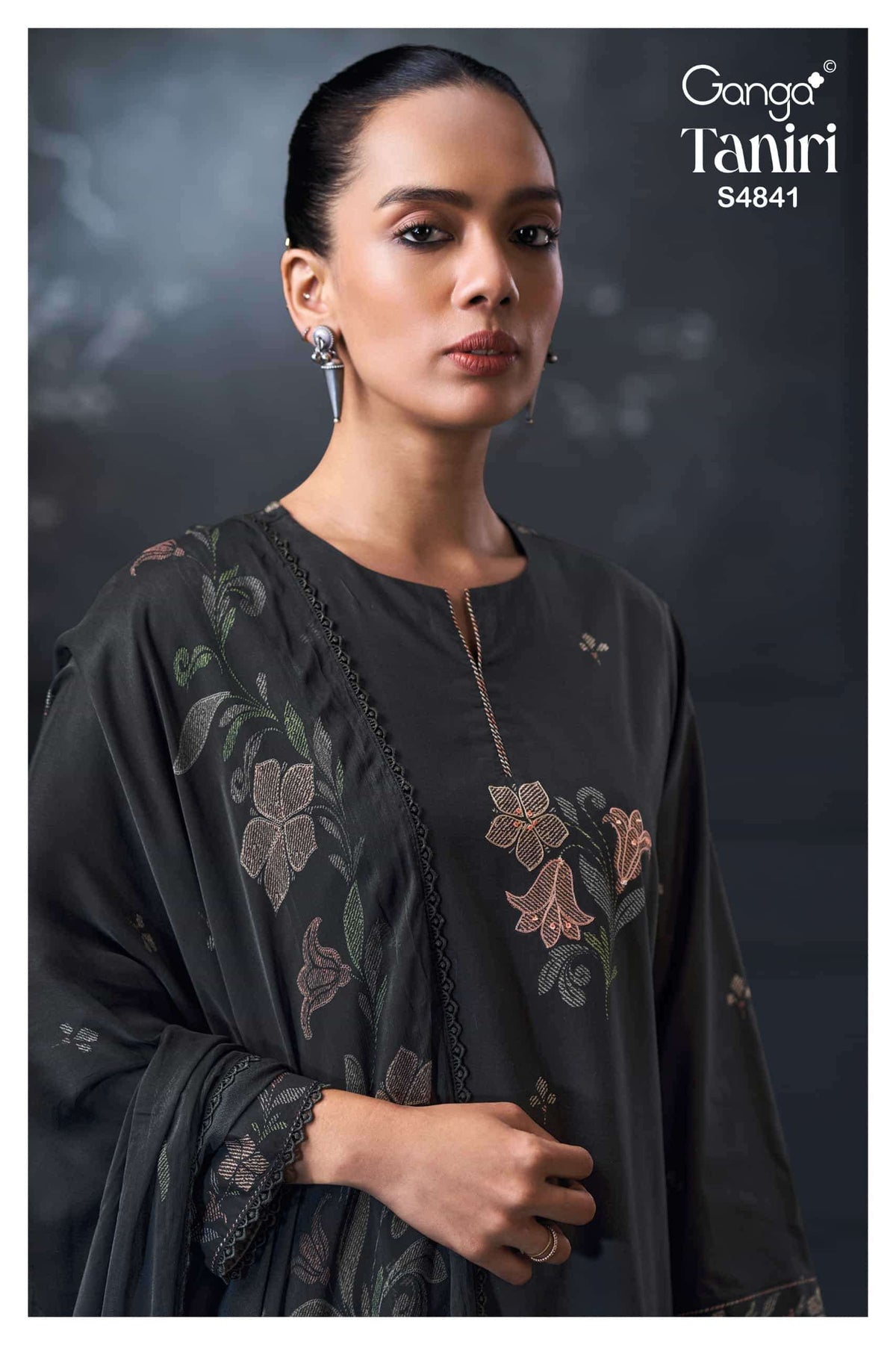 Ganga Fashion Taniri 4841 Premium Cotton Hand Embroidered Dress Material