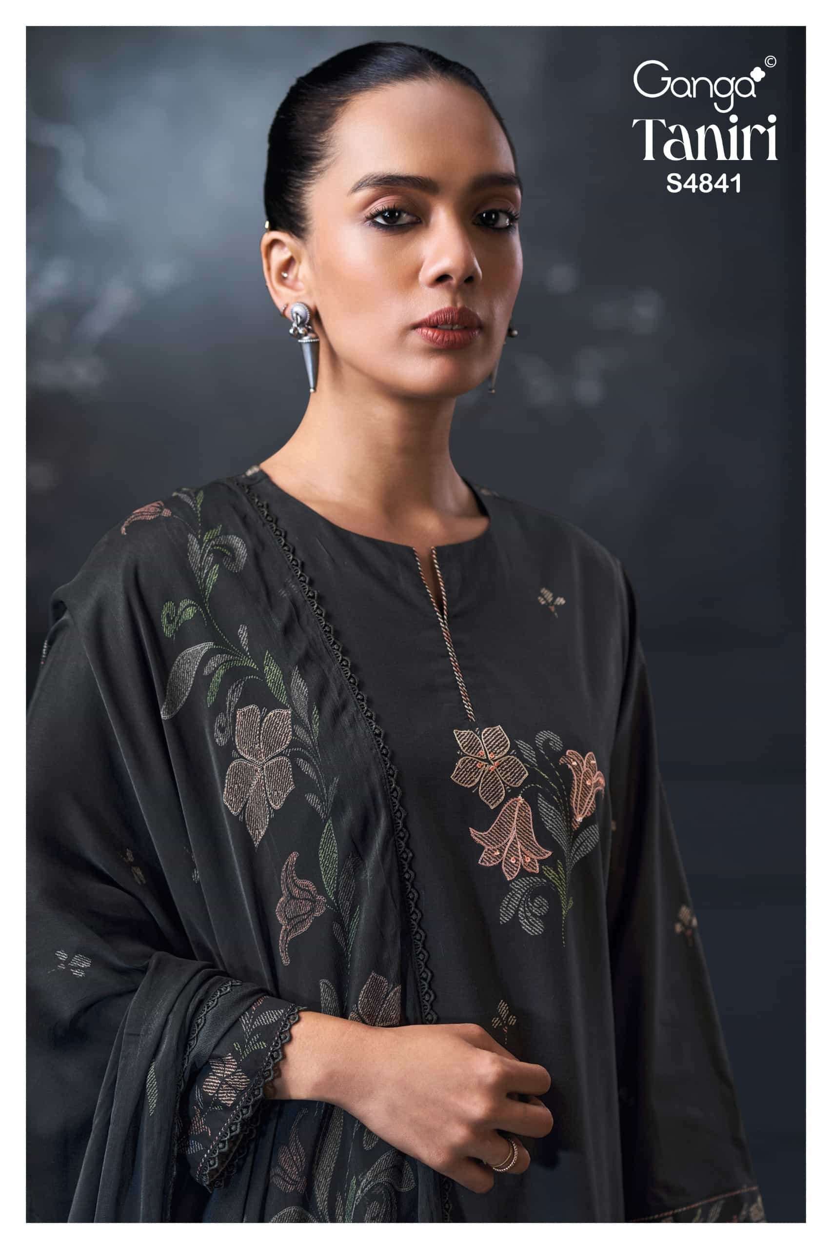 Ganga Fashion Taniri 4841 Premium Cotton Hand Embroidered Dress Material