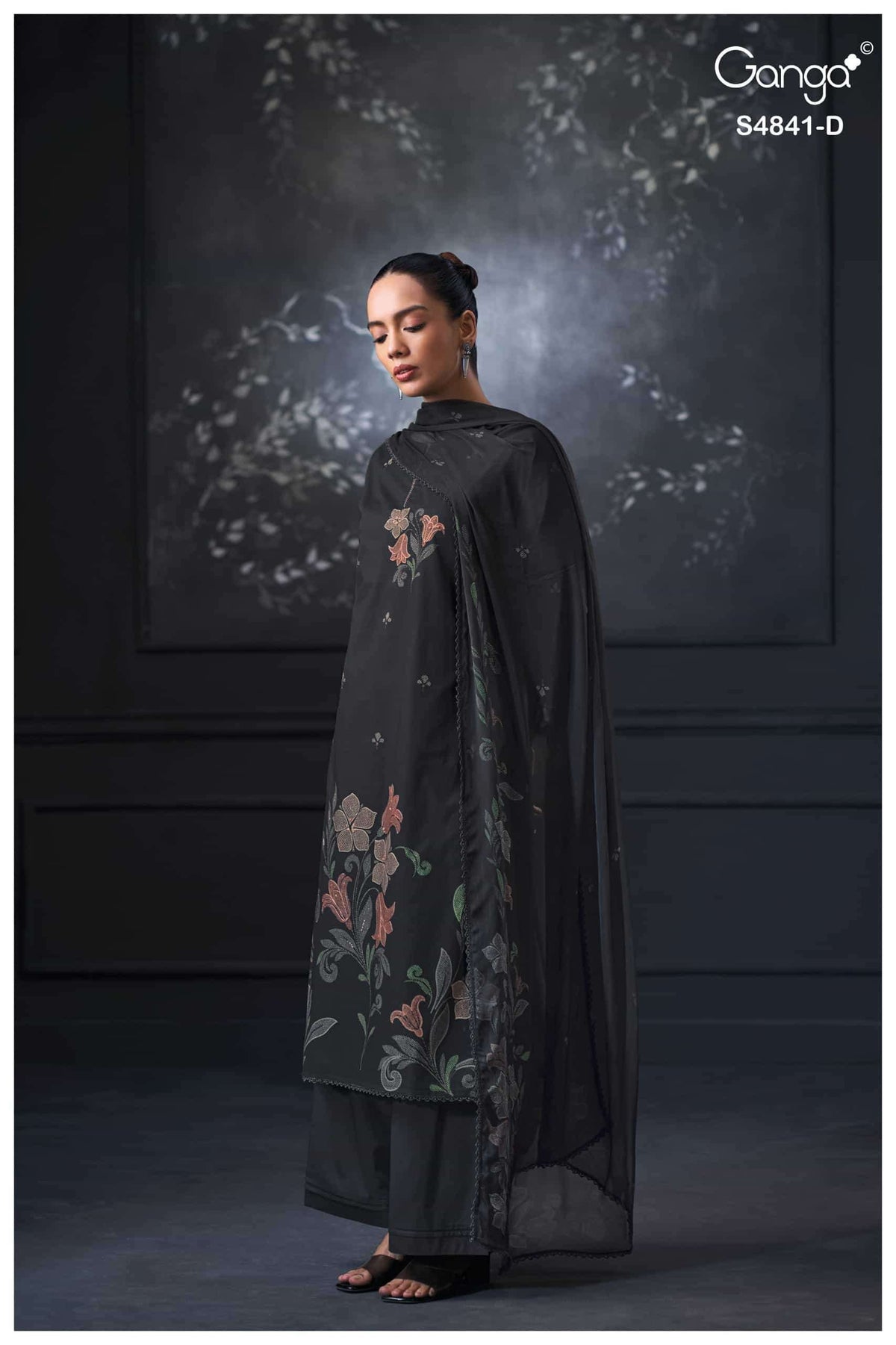 Ganga Fashion Taniri 4841 Premium Cotton Hand Embroidered Dress Material