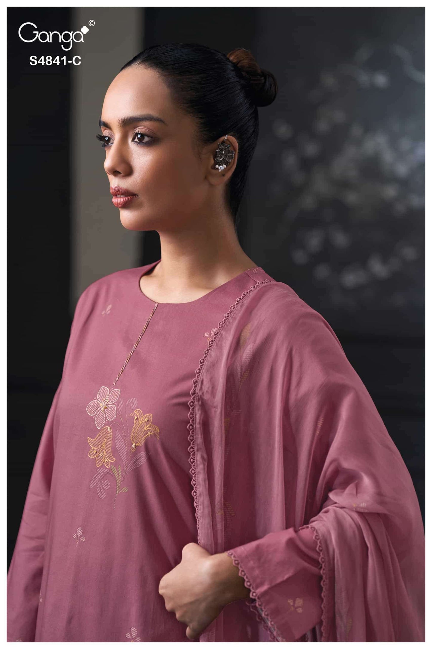 Ganga Fashion Taniri 4841 Premium Cotton Hand Embroidered Dress Material