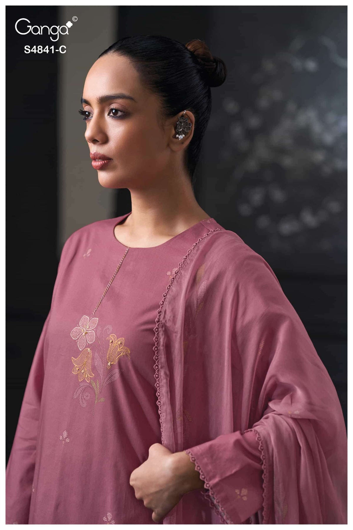 Ganga Fashion Taniri 4841 Premium Cotton Hand Embroidered Dress Material